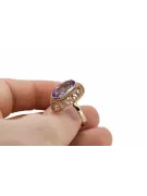 Žiedas Vintažinis stilius Alexandrite 14 karatų raudonas rožinis auksas vrc374r